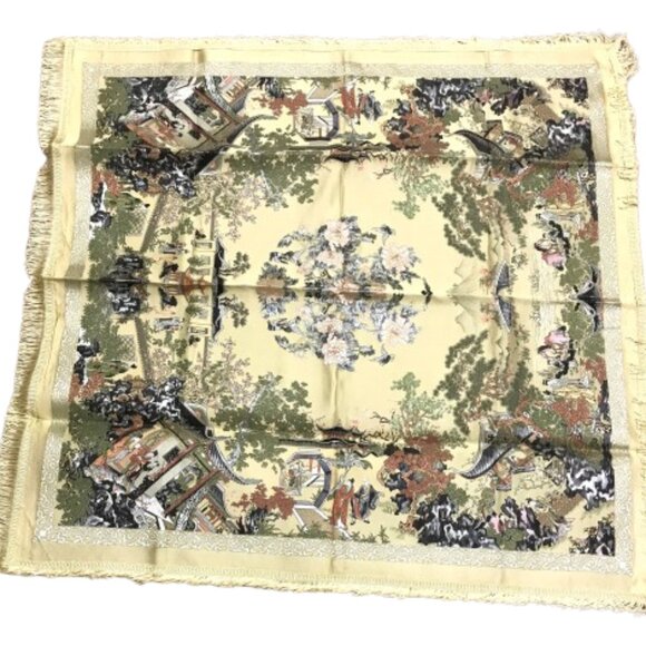 Brand New in Box Vintage Chinese Brocaded Flower Silk Tablecloth - Picture 1 of 8